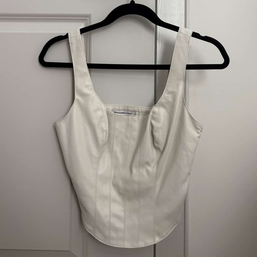 Abercrombie & Fitch Cream Fitted Bustier Tank Top